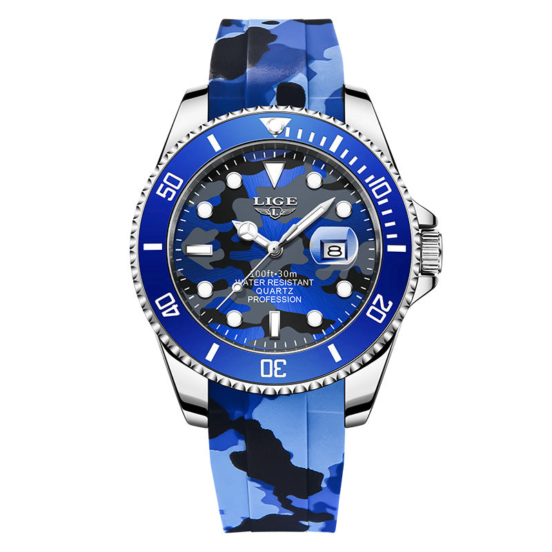 I Royal Men's Quartz Watch 30M Waterproof Watch Silicone Camo Strap eprolo 