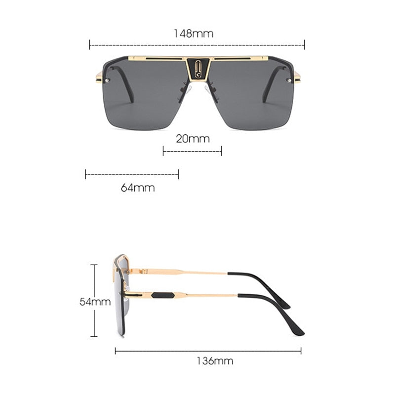 I Royal Square Sunglasses Men Trendy Vintage Brand Design Oversized Rimless Sun Glasses Eyewear UV400 eprolo 