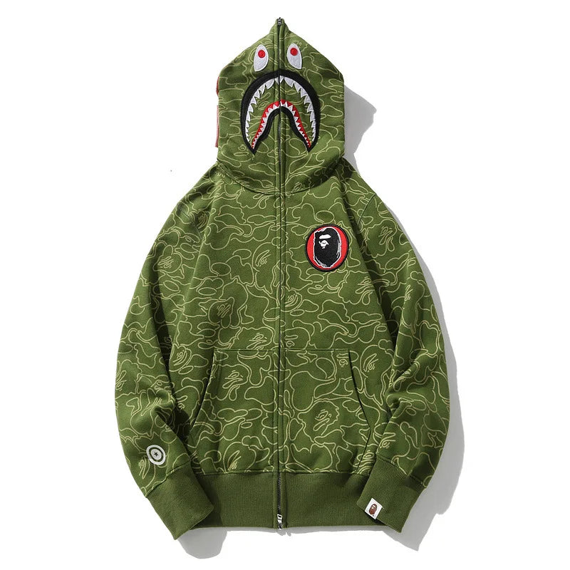 Camouflage Cardigan Zipper Hoodie Coat