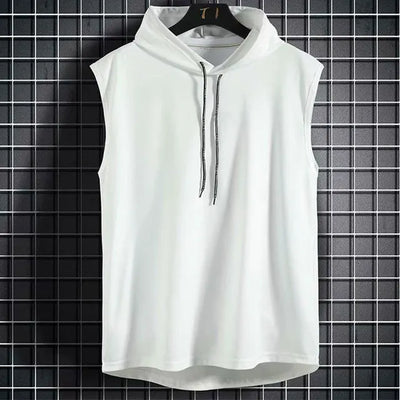 Mens Sleeveless Hoodies  Casual Zipper Hooded Sweatshirt Men