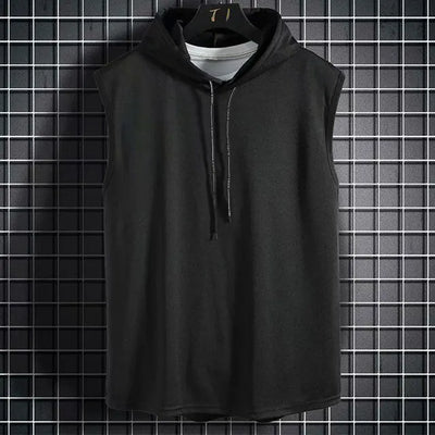 Mens Sleeveless Hoodies  Casual Zipper Hooded Sweatshirt Men