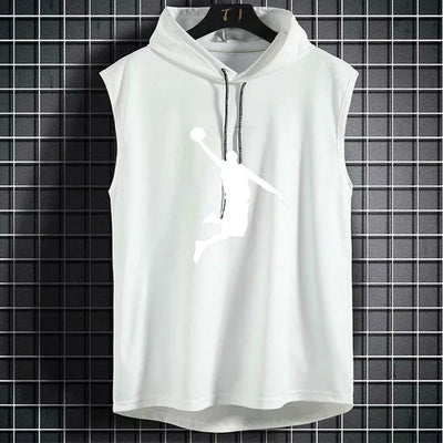 Mens Sleeveless Hoodies  Casual Zipper Hooded Sweatshirt Men