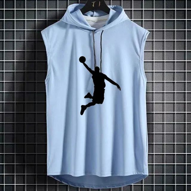 Mens Sleeveless Hoodies  Casual Zipper Hooded Sweatshirt Men