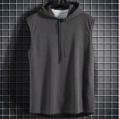 Mens Sleeveless Hoodies  Casual Zipper Hooded Sweatshirt Men