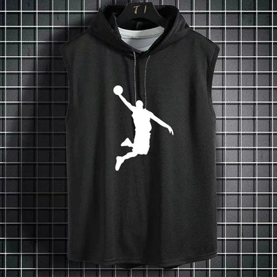 Mens Sleeveless Hoodies  Casual Zipper Hooded Sweatshirt Men