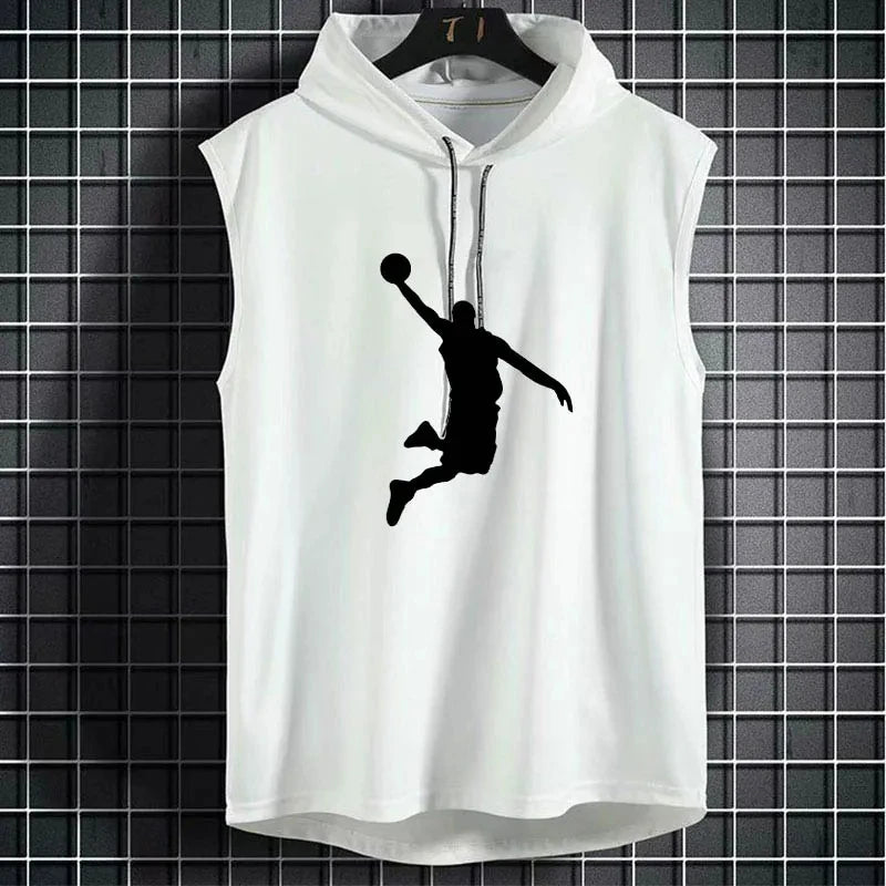 Mens Sleeveless Hoodies  Casual Zipper Hooded Sweatshirt Men