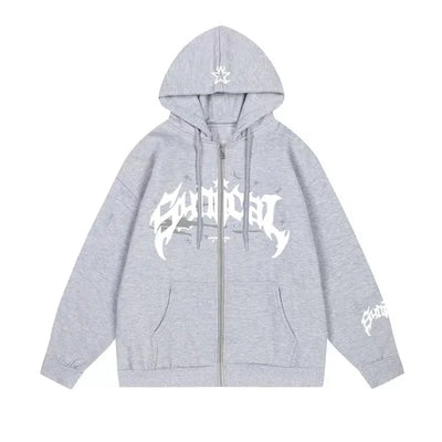 Retro Zipper Sweater  Star Hoodie Trendy Men's Casual Hoodie