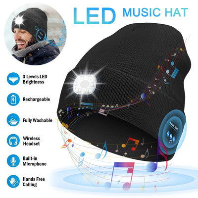 2024 New Bluetooth LED Nightlight Hat Wireless Music Speaker Multifunctional Stereo USB Charging Music Hat with Microphone