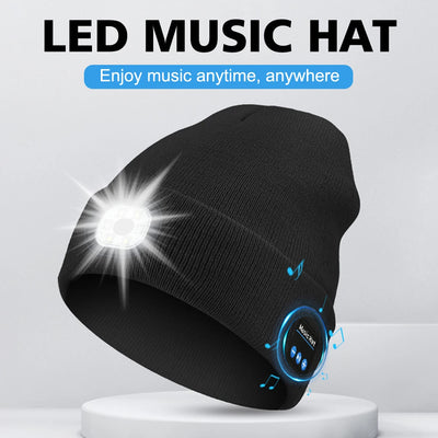 2024 New Bluetooth LED Nightlight Hat Wireless Music Speaker Multifunctional Stereo USB Charging Music Hat with Microphone