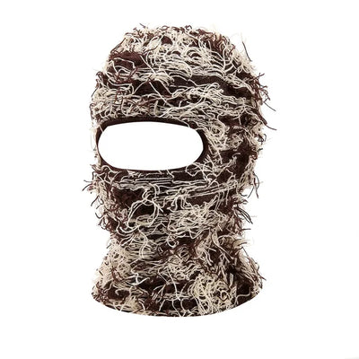 Distressed Knitted Full Face Ski Mask Wind Proof Premium One-Size Fits All Shiesty Design Furry