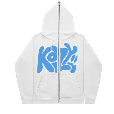 Product KOZY Letter Printed Zipper Hoodie Pattern Casual Jacket