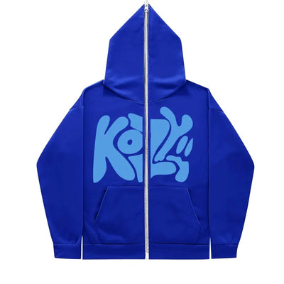 Product KOZY Letter Printed Zipper Hoodie Pattern Casual Jacket