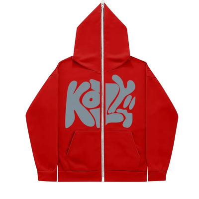 Product KOZY Letter Printed Zipper Hoodie Pattern Casual Jacket