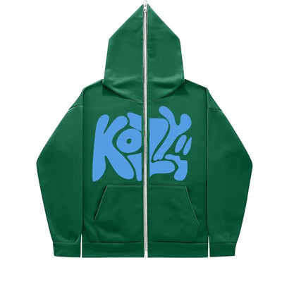 Product KOZY Letter Printed Zipper Hoodie Pattern Casual Jacket