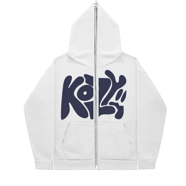 Product KOZY Letter Printed Zipper Hoodie Pattern Casual Jacket