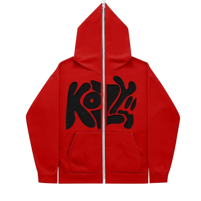 Product KOZY Letter Printed Zipper Hoodie Pattern Casual Jacket