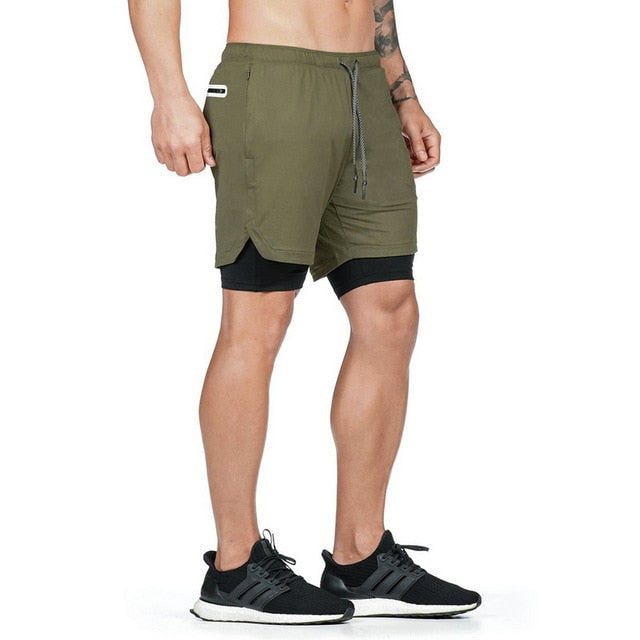 I Royal Men's 2 in 1 Joggers Shorts Security Pockets Leisure Sporting Shorts Built-in Pockets Hips Hiden Zipper Pockets Fitness Shorts eprolo 