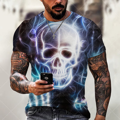 Skull Series 3D Printing Men's Retro Casual Short-Sleeved T-Shirt
