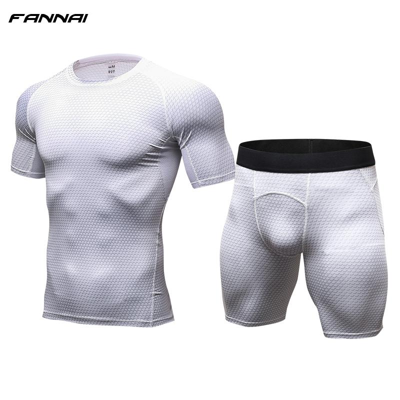 Running set T Shirt and shorts  Compression Tights Underwear Sets Crossfit Bodybuilding Fitness Sport Jerseys