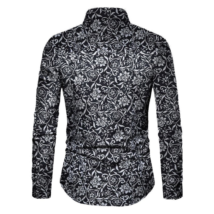 I Royal Men Shirt Long Sleeve Top  Floral Male Blouse Casual Shirts eprolo 