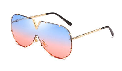 One Piece Sunglasses High Quality Oversized Sunglasses Metal UV400 Mirror