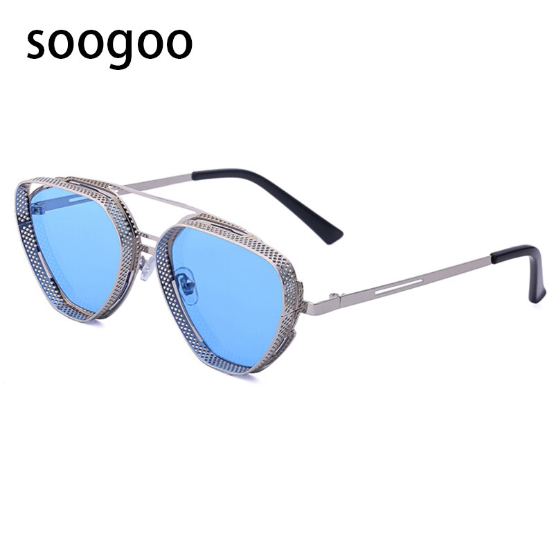 Vintage Steampunk Square Sunglasses Luxury Brand Designer Sun Glasses UV 400