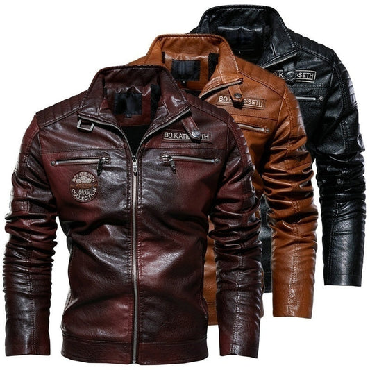 I Royal Men Leather Jacket Autumn Zipper Long Sleeve High Quality Motorcycle Jacket eprolo 