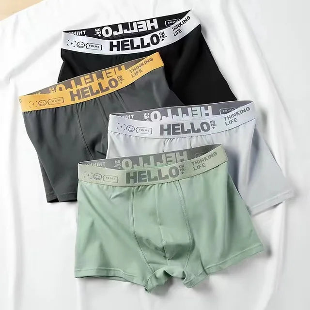 4Pcs Boxer Shorts Men's  Cotton Boxers  U Convex