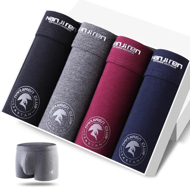 4Pcs Boxer Shorts Men's  Cotton Boxers  U Convex