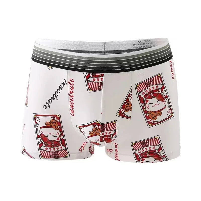 5Pcs/ Men's Boxer Cute Men's Briefs  Cartoon Funny Printed  Boxer Shorts Breathable Underwear