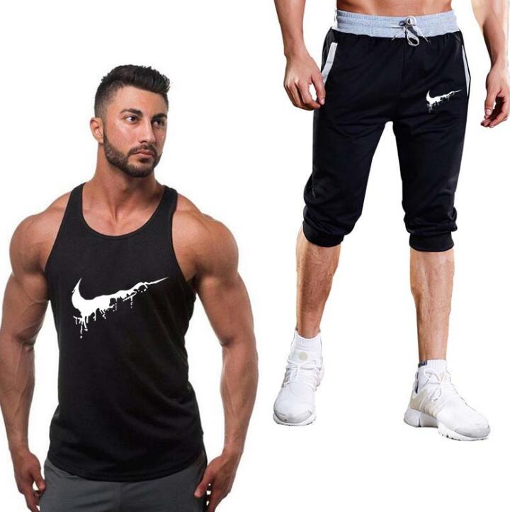 I Royal Two Pieces          Cotton Fitness Vest Men's Sleeveless Vest eprolo 