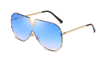 One Piece Sunglasses High Quality Oversized Sunglasses Metal UV400 Mirror