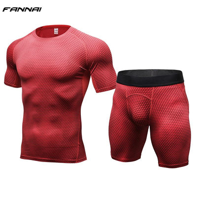 Running set T Shirt and shorts  Compression Tights Underwear Sets Crossfit Bodybuilding Fitness Sport Jerseys