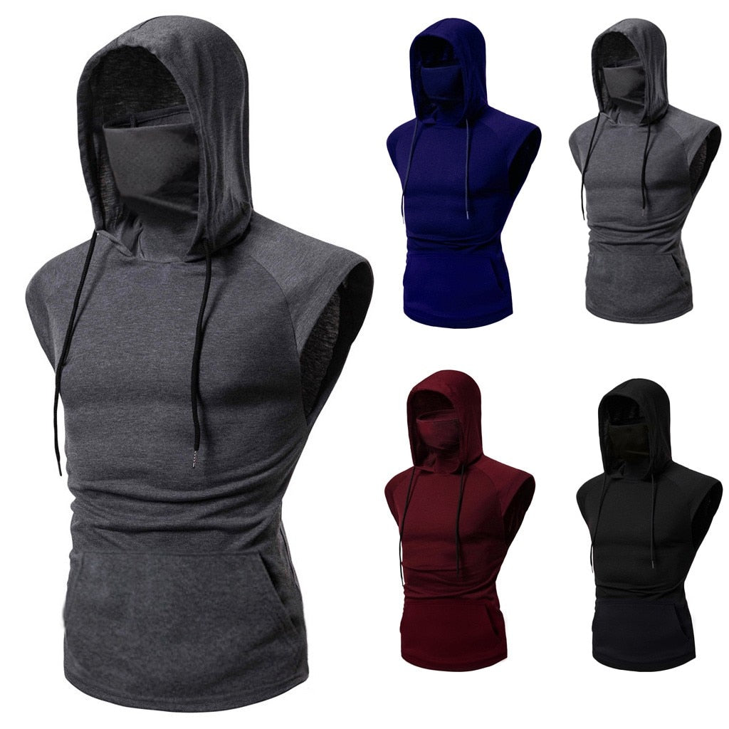 I Royal Mens Mask Button Sports Vest Hooded Splice Large Open-Forked Male Vest May 4Th eprolo 