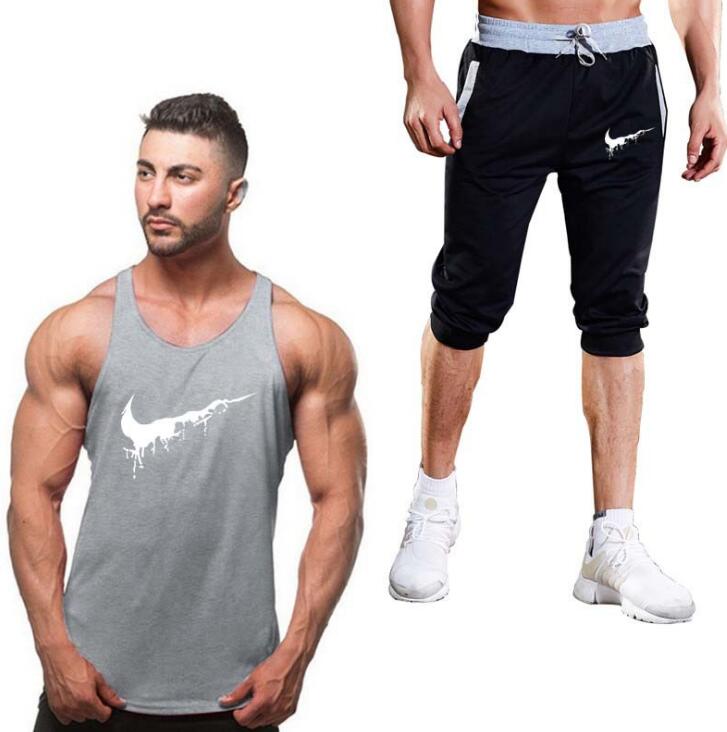 I Royal Two Pieces          Cotton Fitness Vest Men's Sleeveless Vest eprolo 