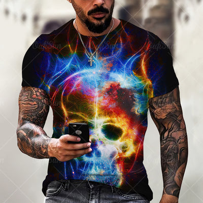 Skull Series 3D Printing Men's Retro Casual Short-Sleeved T-Shirt