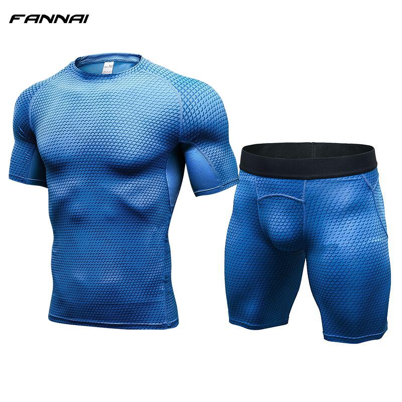 Running set T Shirt and shorts  Compression Tights Underwear Sets Crossfit Bodybuilding Fitness Sport Jerseys