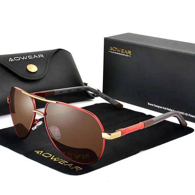 Aviation Polarized Sunglasses Men Aluminum Driving Mirror Sun Glasses