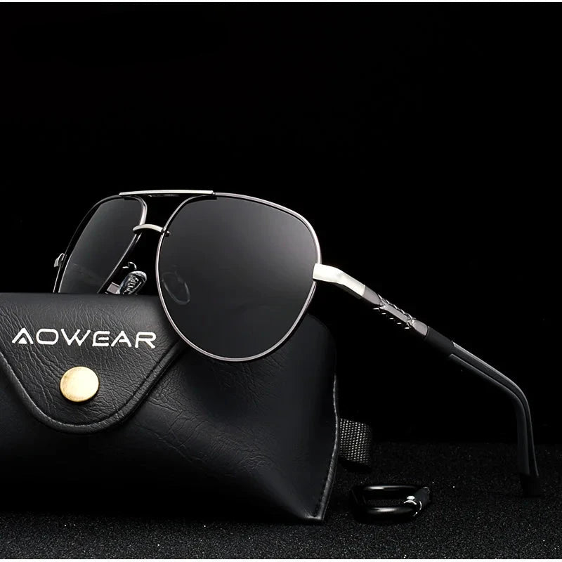 Aviation Polarized Sunglasses Men Aluminum Driving Mirror Sun Glasses