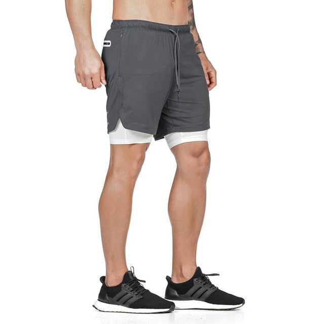 I Royal Men's 2 in 1 Joggers Shorts Security Pockets Leisure Sporting Shorts Built-in Pockets Hips Hiden Zipper Pockets Fitness Shorts eprolo 