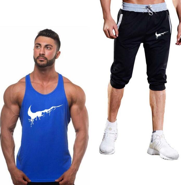 I Royal Two Pieces          Cotton Fitness Vest Men's Sleeveless Vest eprolo 