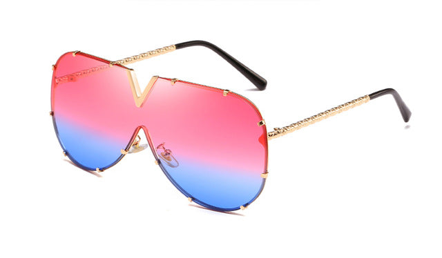 One Piece Sunglasses High Quality Oversized Sunglasses Metal UV400 Mirror