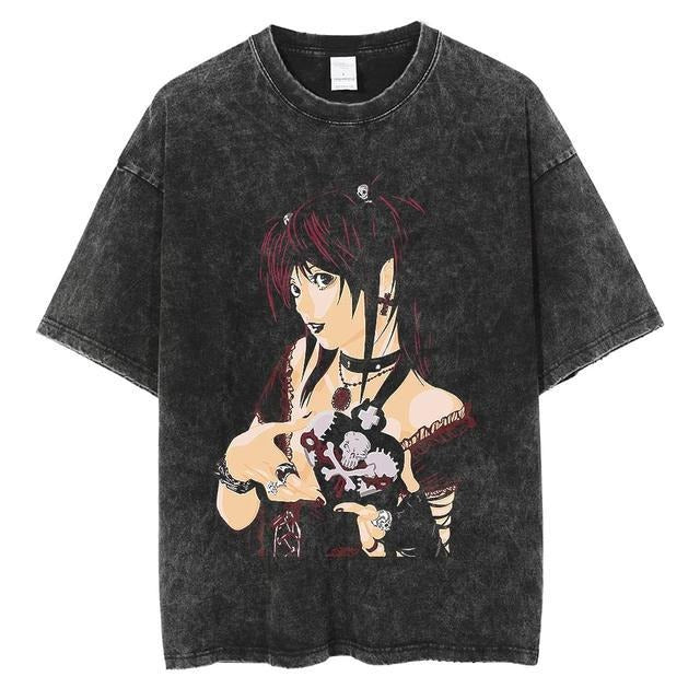 I Royal Washed retro men's short-sleeved t-shirt anime peripheral printed loose t-shirt for men eprolo 