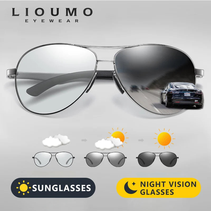 Photochromic Sunglasses Men Polarized Safety Driving Sun Glasses Anti-Glare