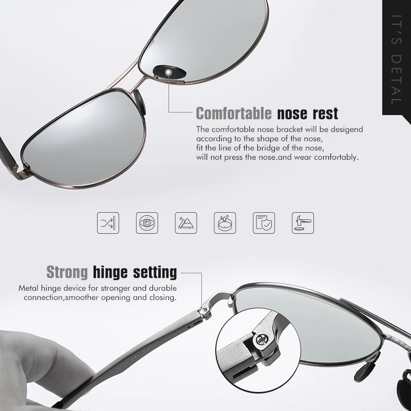 Photochromic Sunglasses Men Polarized Safety Driving Sun Glasses Anti-Glare