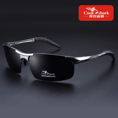 Cook Shark's new aluminum magnesium sunglasses men's sunglasses HD polarized driving drivers color glasses tide