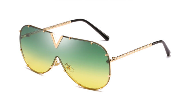 One Piece Sunglasses High Quality Oversized Sunglasses Metal UV400 Mirror