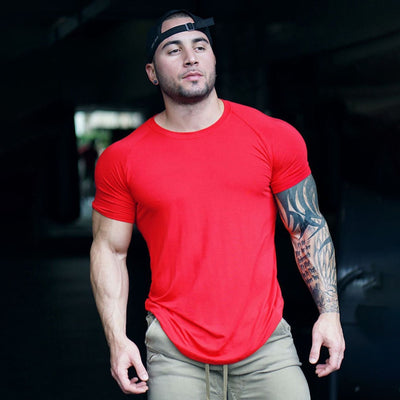 Solid Color High Elastic Moisture Wicking Short Sleeve Modal Fabric T-Shirt