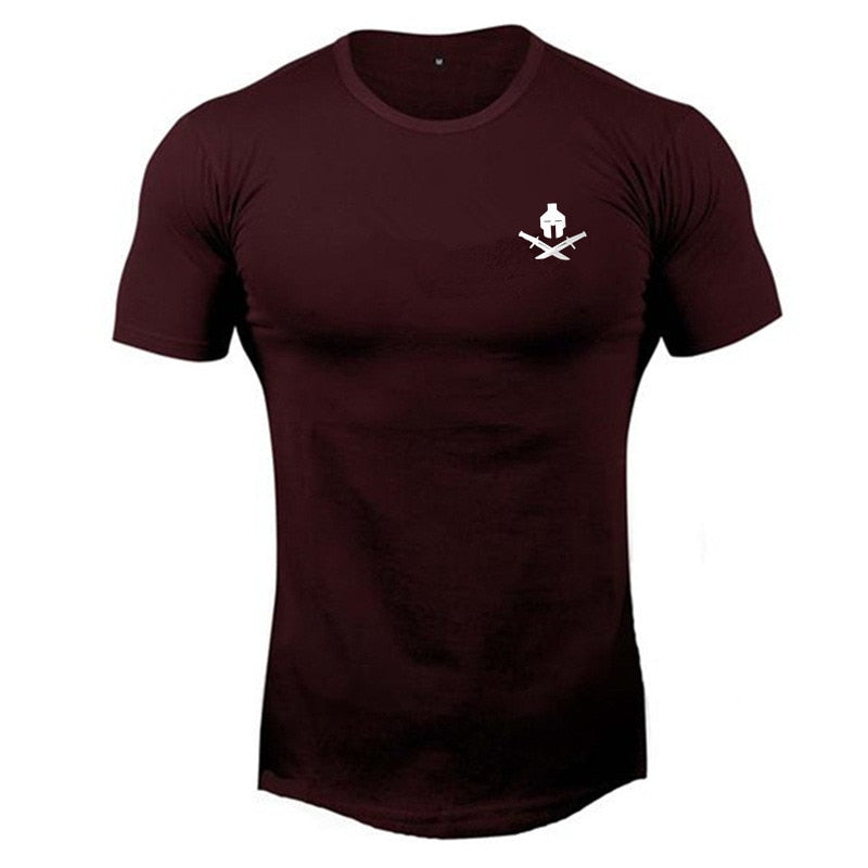 Men O-neck t-shirt cotton Sport shirts tops gym t shirt