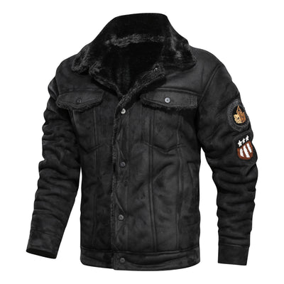 Thick Warm Fleece Leather Jacket Casual Military Bomber Leather Jackets